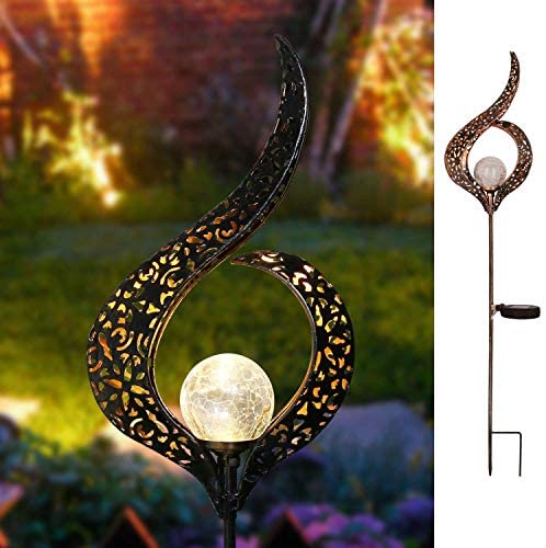 Homeimpro Outdoor Solar Lights Garden Crackle Glass Globe Stake Lights,Waterproof LED Lights for Garden,Lawn,Patio or Courtyard