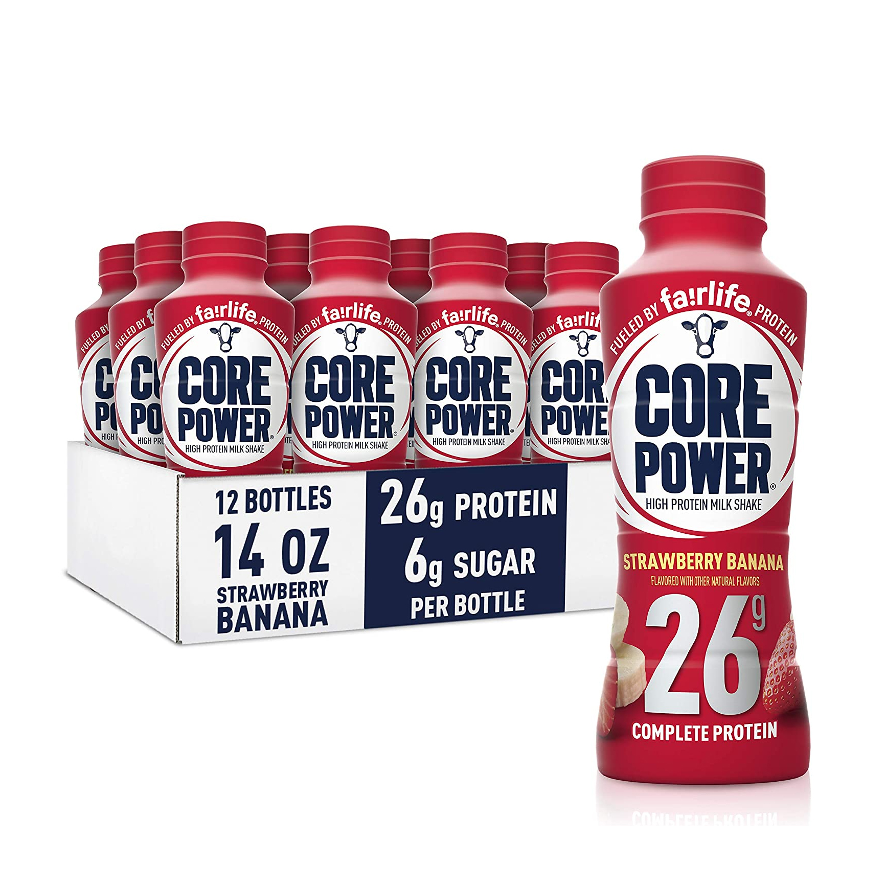 Core Power fairlife Core Power High Protein Milk Shake, Strawberry banana, 14 Fl Oz (Pack of 12)