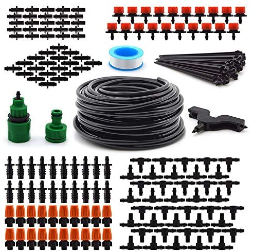 Flantor Garden Irrigation System, 1/4" Blank Distribution Tubing Watering Drip Kit/DIY Saving Water Automatic Irrigation Equipment Set for Garden Greenhouse, Flower Bed,Patio,Lawn