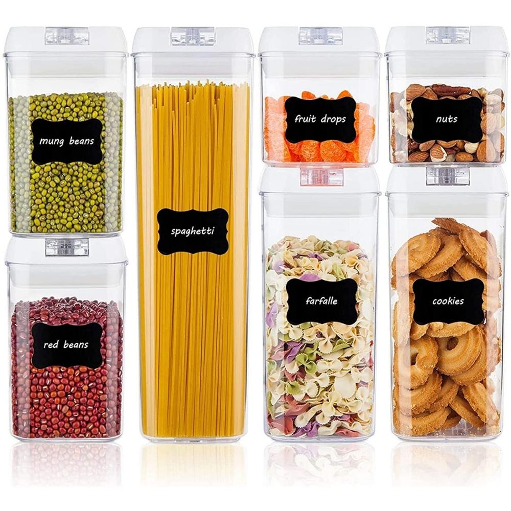 Airtight Food Storage Containers, Vtopmart 7 Pieces BPA Free Plastic Cereal Containers with Easy Lock Lids, for Kitchen Pantry Organization and Storage, Include 24 Labels