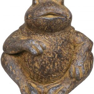 Alpine Corporation WGG426HH Alpine Made of Rustic Stone Frog Statue, Brown