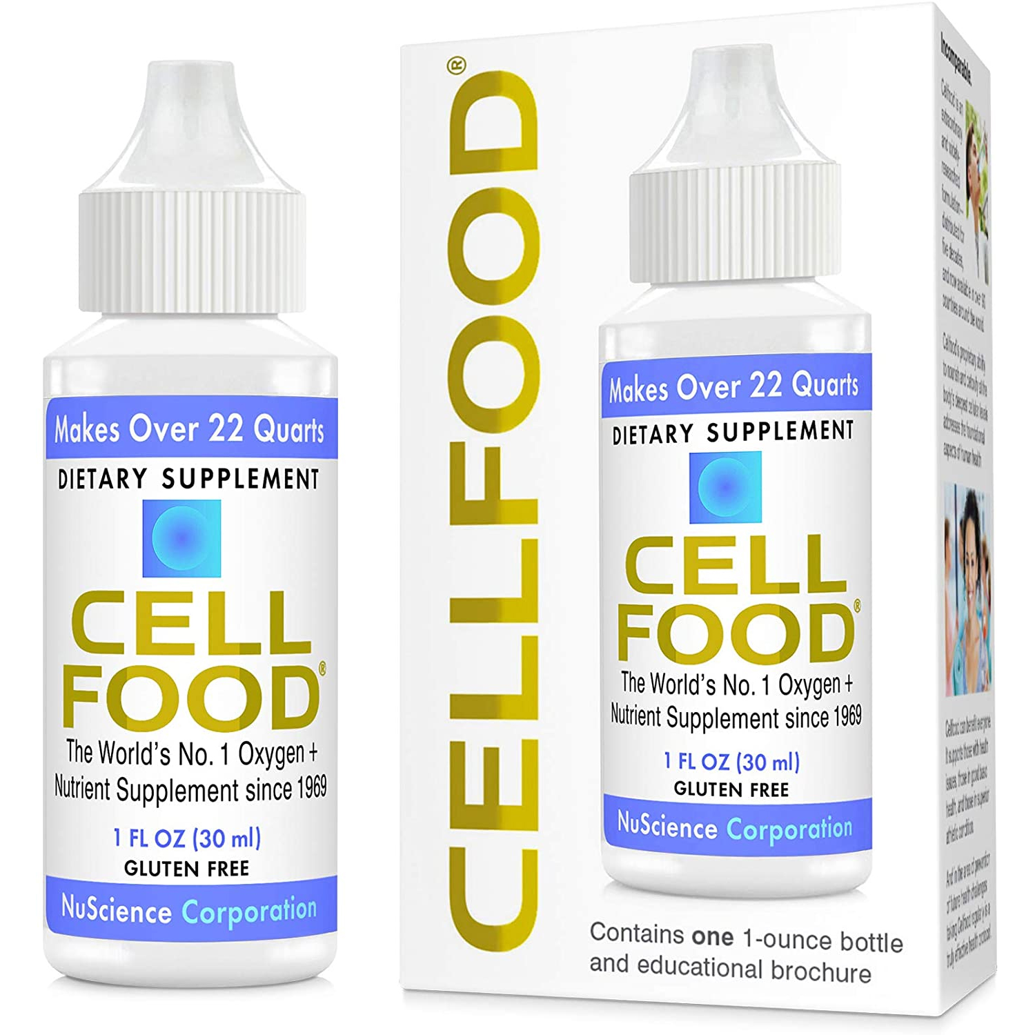 Cellfood Liquid Concentrate, 1 fl oz – Oxygen + Nutrient Supplement – Supports Immune System, Energy, Endurance, Hydration & Overall Health – Gluten Free, Non-GMO, Cert. Kosher – Makes Over 22 Quarts