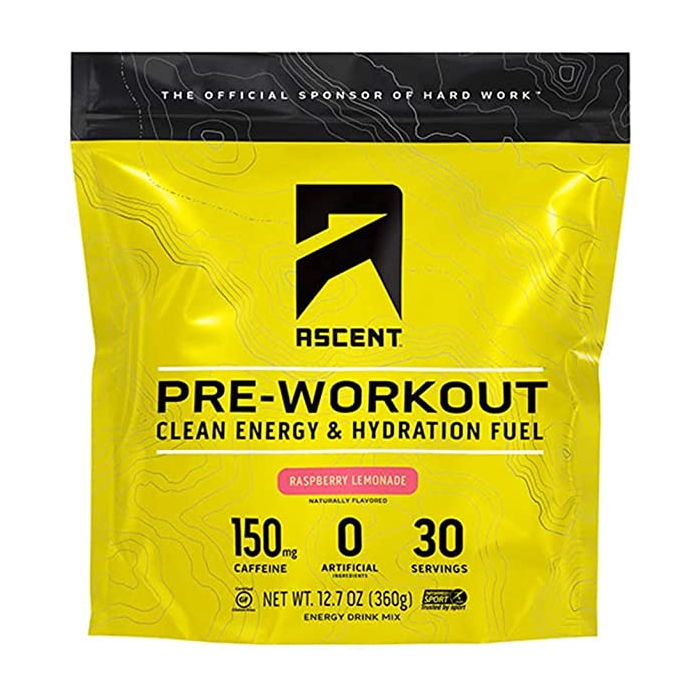 Ascent Pre Workout – Raspberry Lemonade (Tart) – New and Improved Taste – 30 Servings