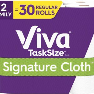 Viva Signature Cloth TaskSize Paper Towels, Soft & Strong Kitchen Paper Towels, White, 2 Packs of 6 Family Rolls (12 Family Rolls = 30 Regular Rolls)
