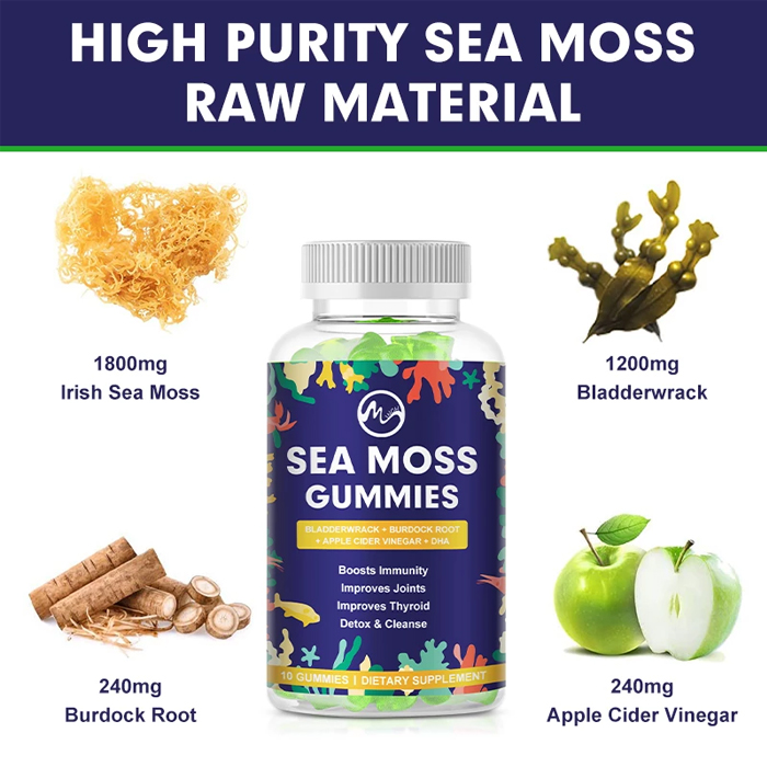 Minch Sea Moss Gummies Dietary Supplement for Men and Women, Organic Seamoss Gummies with Multivitamin for Immune Detox Support
