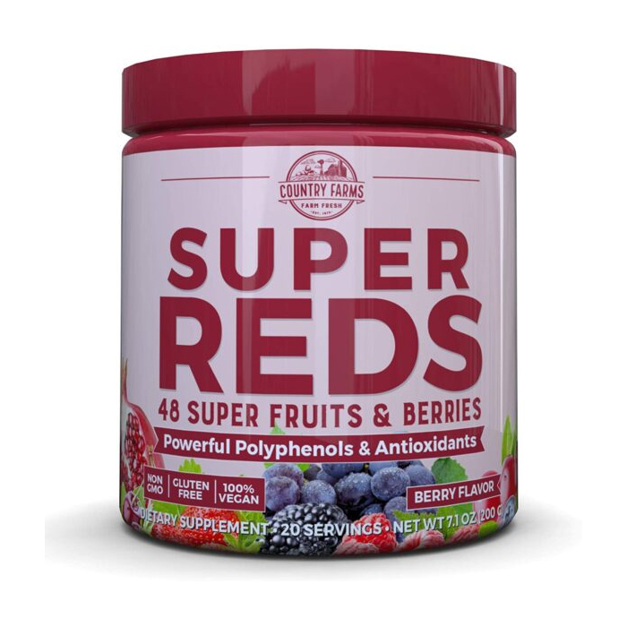 Country Farms Super Reds Energizing Polyphenol Superfood, Antioxidants, Drink Mix, 20 Servings, 7.1 Ounce (Pack of 1)